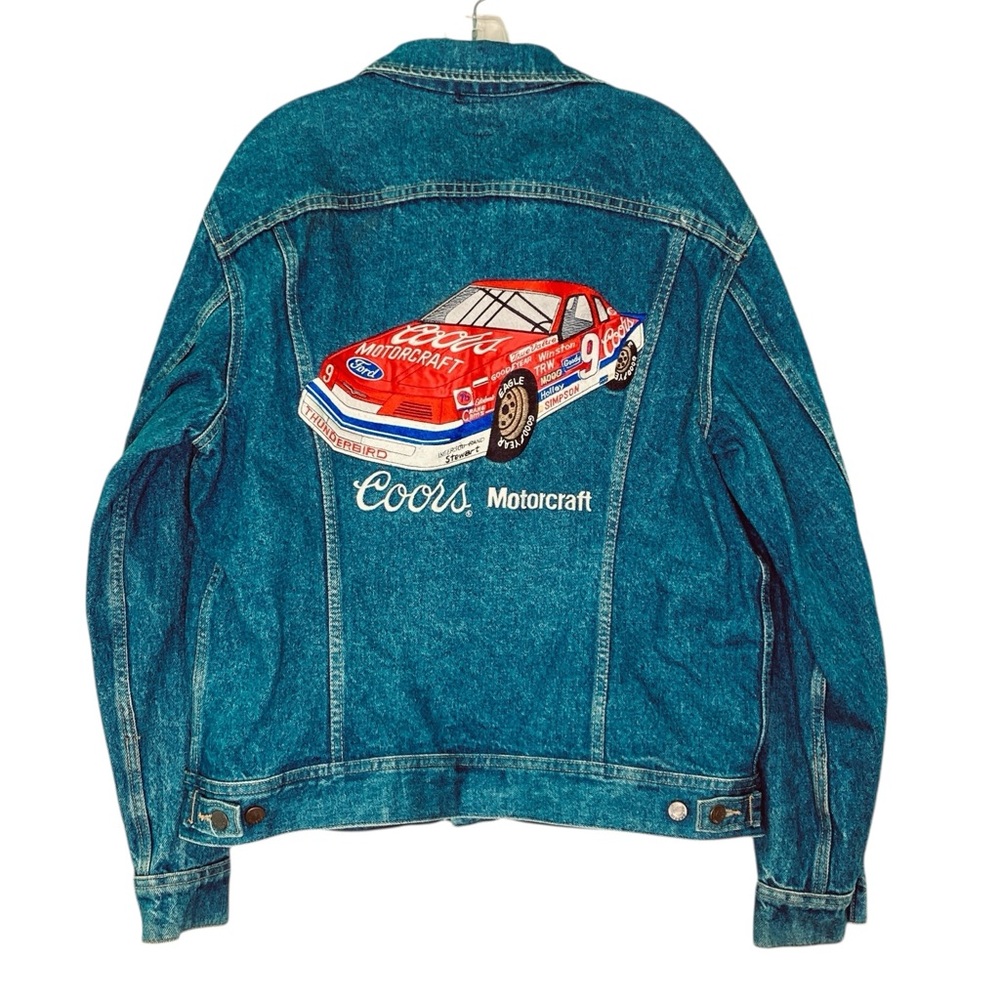 Lee Denim Jean‎ Jacket Coors Racing Bill Elliott #9 Vintage Rare (Size 42L)